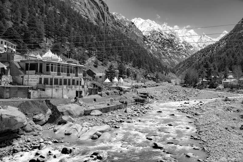 View at Gangotri on the banks of river Bhagirathi in Uttarkashi district, Uttarakhand